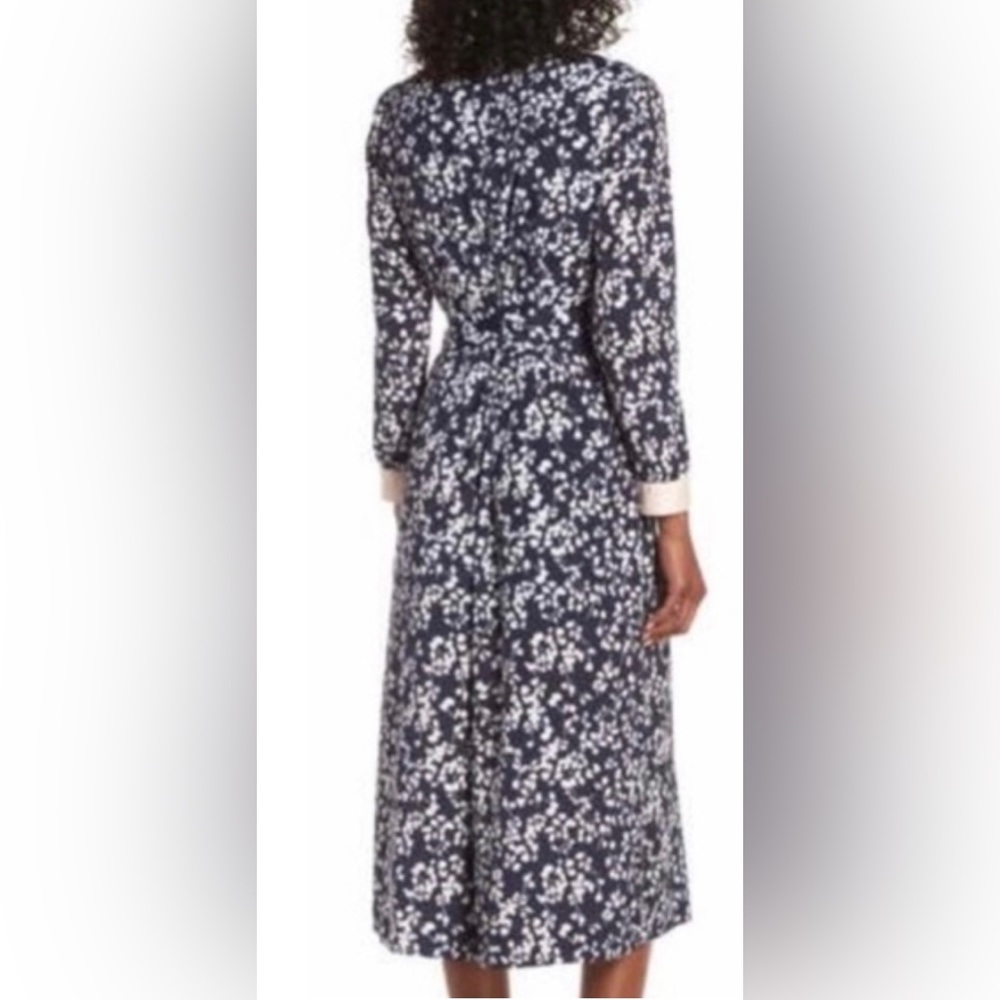 NWOT Eliza J Crop Wide Leg Floral Navy Blue Jumpsuit ~ Sz 10 - Picture 2 of 9